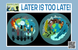 Later is Too Late Postcard-Kids with anxiety over earth
